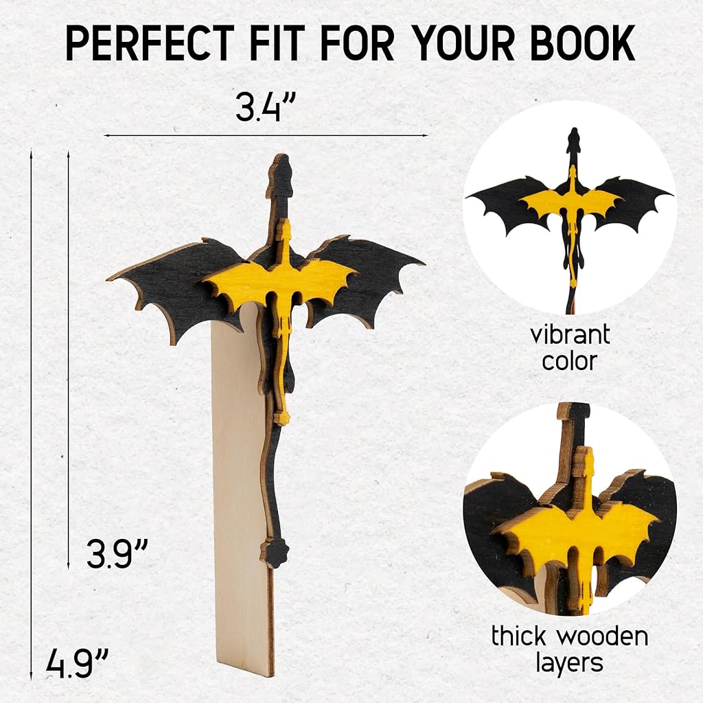 HASTHIP® Fourth Wing Merch Dragon Bookshelf Decor, Handmade Wooden Bookshelf Decorations, Fantasy Fan Book Nook Acotar Trinkets, Cool 4th Wing Bookish Accessories Gifts for Books Lovers HASTHIP® Fourth Wing Merch Dragon Bookshelf Decor, Handmade Wooden Bookshelf Decorations, Fantasy Fan Book Nook Acotar Trinkets, Cool 4th Wing Bookish Accessories Gifts for Books Lovers